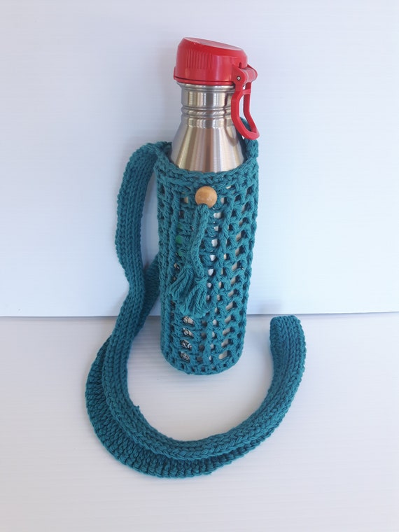 Water Bottle Caddy, With Cross-body or Wrist Strap, PDF Pattern to Crochet  