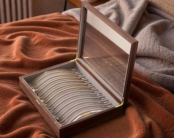 Walnut Solid Wood Jewelry Organizer with Large Capacity, Elegant Necklace Storage Case