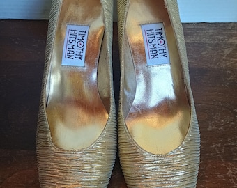 Scarpe décolleté vintage dorate Timothy Hitsman taglia 9