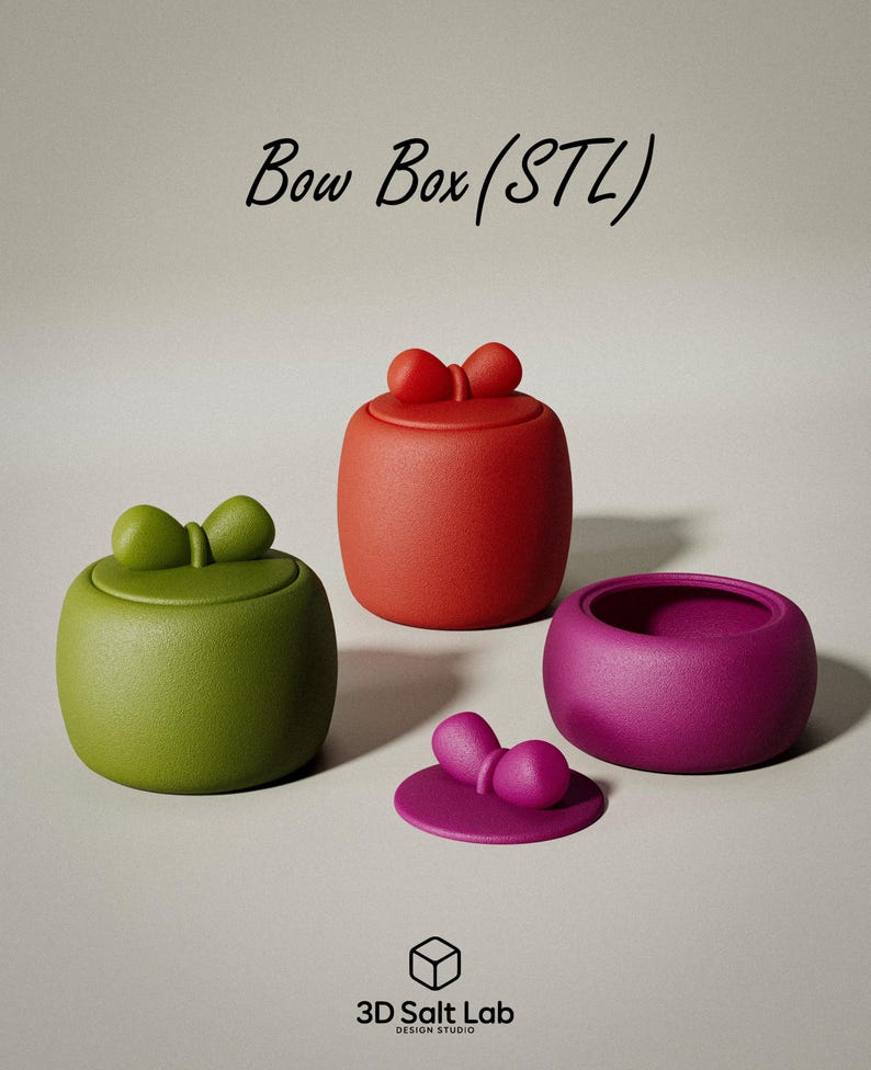 3D druckbare Bow Box STL-Datei | 3D Print Geschenk- & Schmuckaufbewahrung Bild 3