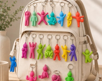 Sleutelhanger in kameleonstijl +20 bundel, 3D-afdrukbare humanoïde mascottebedels, STL 3MF-bestanden