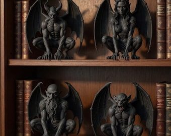 Gargoyle Shelf Decor STL Bundle – Dark Gothic 3D Print Files (4 Designs)