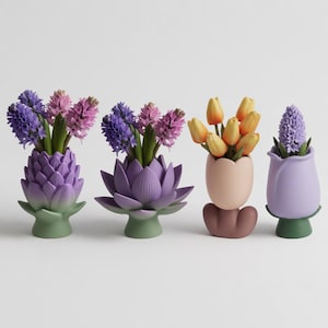 Jarrón de flores de primavera STL (paquete) – Maceta de tulipanes y jacintos