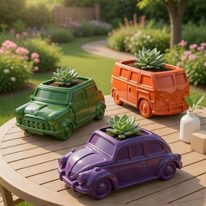 Vintage Car Planter & Desk Organizer | 3D Printable Digital File (STL + 3MF)