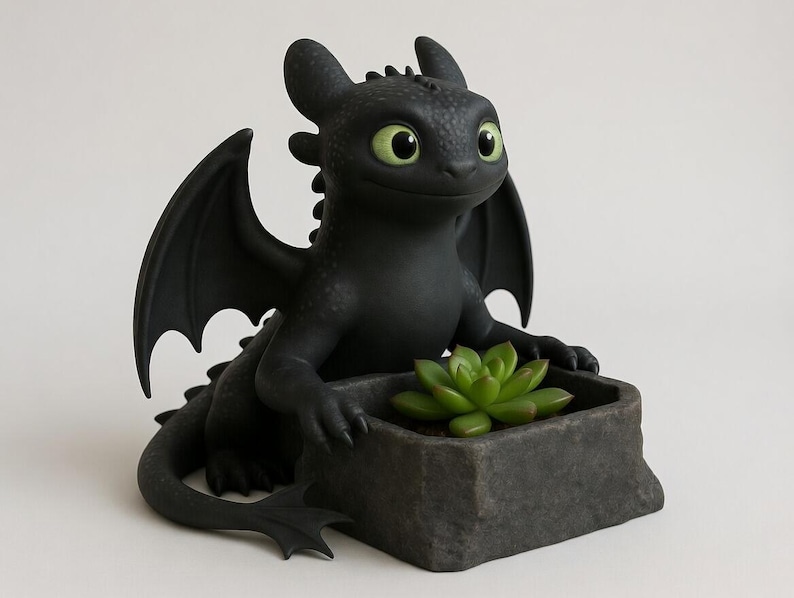 Organizador de escritorio con forma de dragón (archivo STL) - Figura de dragón para impresión 3D - Portalápices de Furia Nocturna imagen 3
