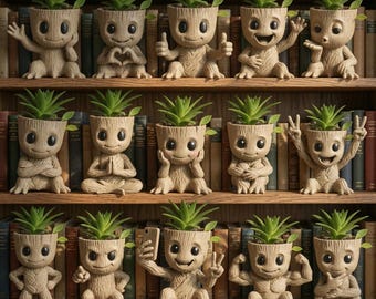 Tree Character Planter STL Bundle | 18 Facial Expressions (Digital Download)