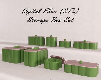 Set di scatole portaoggetti minimaliste stampabili in 3D STL / Organizer da scrivania (download digitale)
