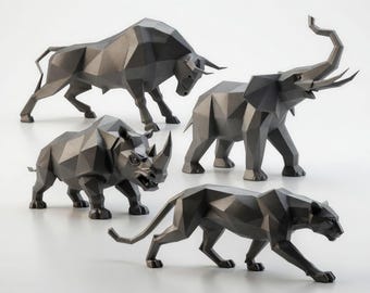 Elegant Animal Bundle STL | Modern Geometric Animal Sculptures