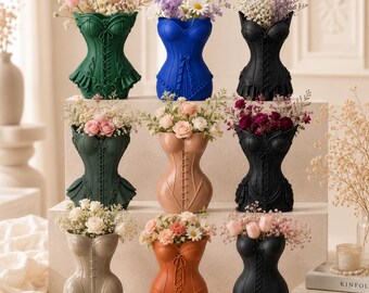 Corset Vase STL Bundle | 9 Elegant Female Body Vases | 3D Printable Corset Planter
