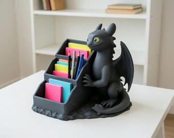 Organizador de escritorio Dragon STL - Soporte para bolígrafos - Decoración de oficina Dragon 3MF