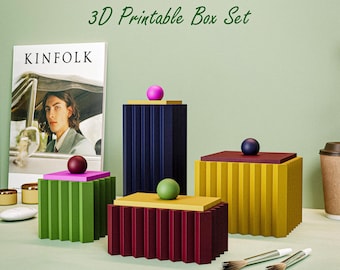 Modern Geometric 3D Printable Box Set | Decorative Storage (Digital Download)