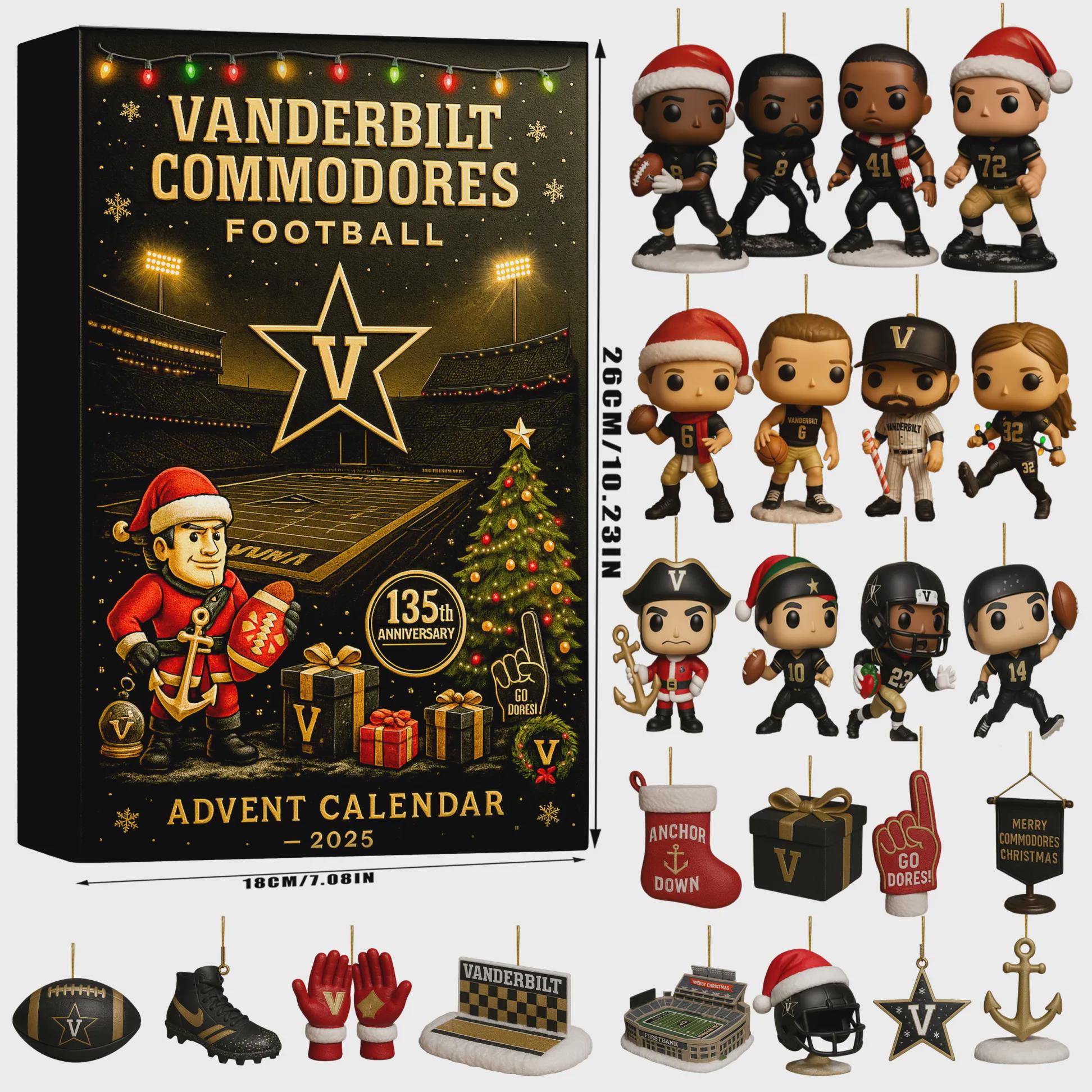 Discover Vanderbilt Commodores Football Advent Calendar 2025, 135th Anniversary SEC Sports Ornament Set, Christmas Countdown Gift for Alumni