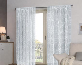 Pannelli per tende da finestra in pizzo Shabby Chic White Crown Pannelli in pizzo vintage