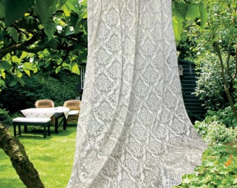 Pannello per tenda in pizzo damascato: Beige Champagne, coprifinestra Shabby Chic