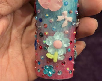 Pink/Blue Junk Lighter Case | Handmade Resin Lighter Holder | Cute Gift for Her