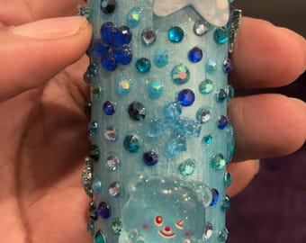 Light BLUE Junk Lighter Case | Handmade Resin Lighter Holder | Gift for Her