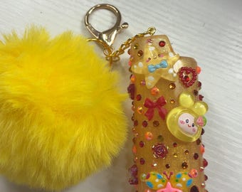 YELLOW Junk Lighter Keychain Case WITH KEYCHAIN | Handmade Resin Lighter Holder |  Gift for Her