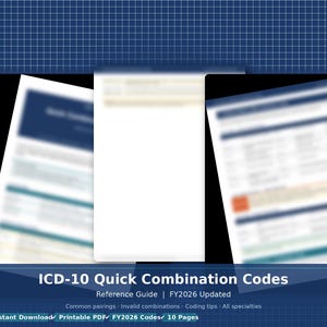 Guida di riferimento rapido ai codici combinati ICD-10 / Aggiornata per l'anno fiscale 2026 (PDF stampabile) - Il promemoria che i codificatori medici tengono sempre a portata di mano.