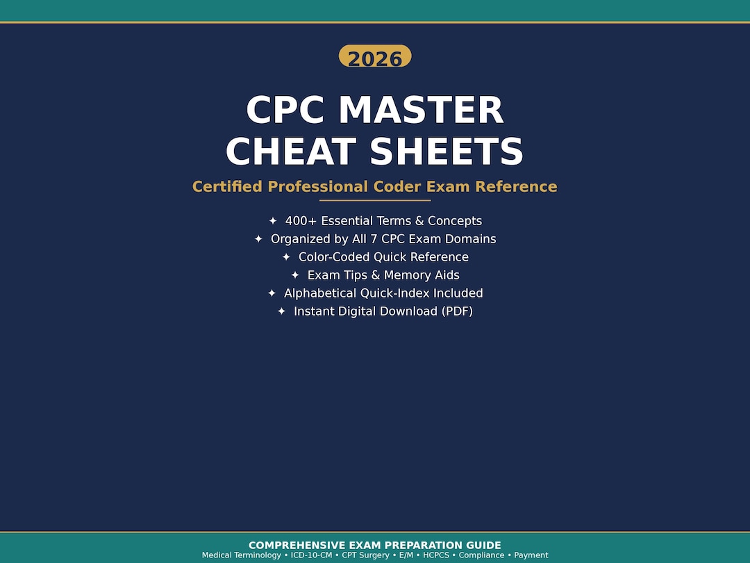CPC Cheat Sheets 2026 | 400+ Medical Coding Terms | Updated Cpt & ICD ...