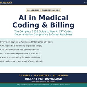2026年版 AI医療コーディング＆請求ガイド | 新しいAI CPTコード 75577 0992T | 拡張知能チートシート | CPCコーダー PDFダウンロード