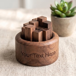 Svart valnöt eterisk olja diffusor set, kraftlös aromaterapi trä diffusor bas, stapelbar pengar dekor, skrivbordsmeditation gåva