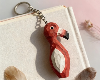 Wooden Animal Keychain, Cute Handmade Wood Keyring, Whale Rabbit Bear Flamingo Dog Key Chain, Custom Engraved Gift