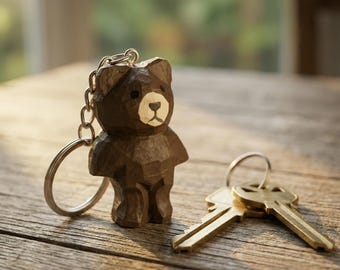 Llavero de madera con forma de ballena, conejo, oso, flamenco y perro, llavero de madera con forma de animalito, regalo hecho a mano para mochila.