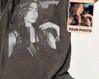 Camiseta vintage Comfort Colors® personalizada con tu foto, camiseta con imagen personalizada, para novia o novio.