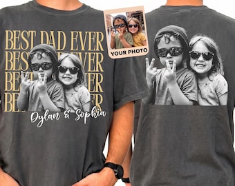Camiseta Comfort Colors® personalizada con foto para papá, camiseta personalizada para el Día del Padre con diseño de niños.