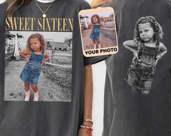 Camiseta Comfort Colors® personalizada con foto vintage para los dieciséis años, viaje de cumpleaños número 16 con foto personalizada