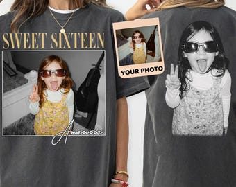 Camiseta Comfort Colors® personalizada con foto vintage y año para cumpleaños de 16 años, 16º y 30º.