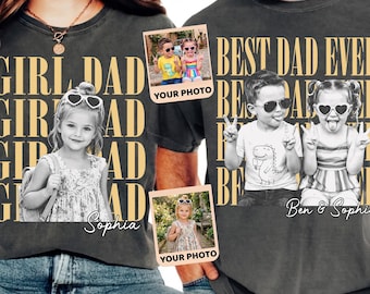 Camiseta personalizada Comfort Colors® para niña, niño, papá e hijos con foto, camiseta personalizada con foto de papá.