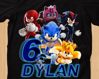 Camiseta de cumpleaños personalizada de Sonic: Conjunto familiar personalizado 23dscv