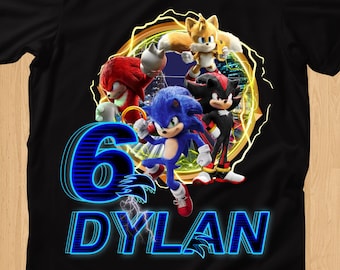 Camiseta personalizada de cumpleaños de Sonic: Conjunto familiar a juego personalizado