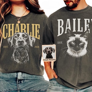 Comfort Colors® Custom Pet Photo And Name Shirt, Personalized Dog Cat Picture