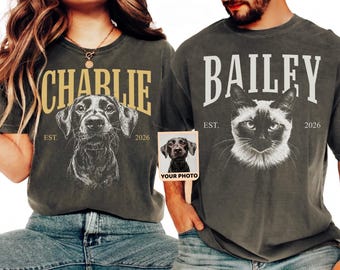 Comfort Colors® Custom Pet Photo And Name Shirt, Personalized Dog Cat Picture
