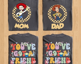 Camiseta familiar de Toy Story de Comfort Colors®, personalizada con Woody, Jessie, Rex, Slinky, Buzz y Alien.