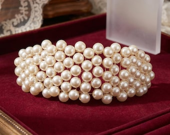 Handgemaakte oversized parelspeld, crèmekleurige haarspeld in Franse stijl, elegant bruiloftsbruidshaaraccessoire voor dames