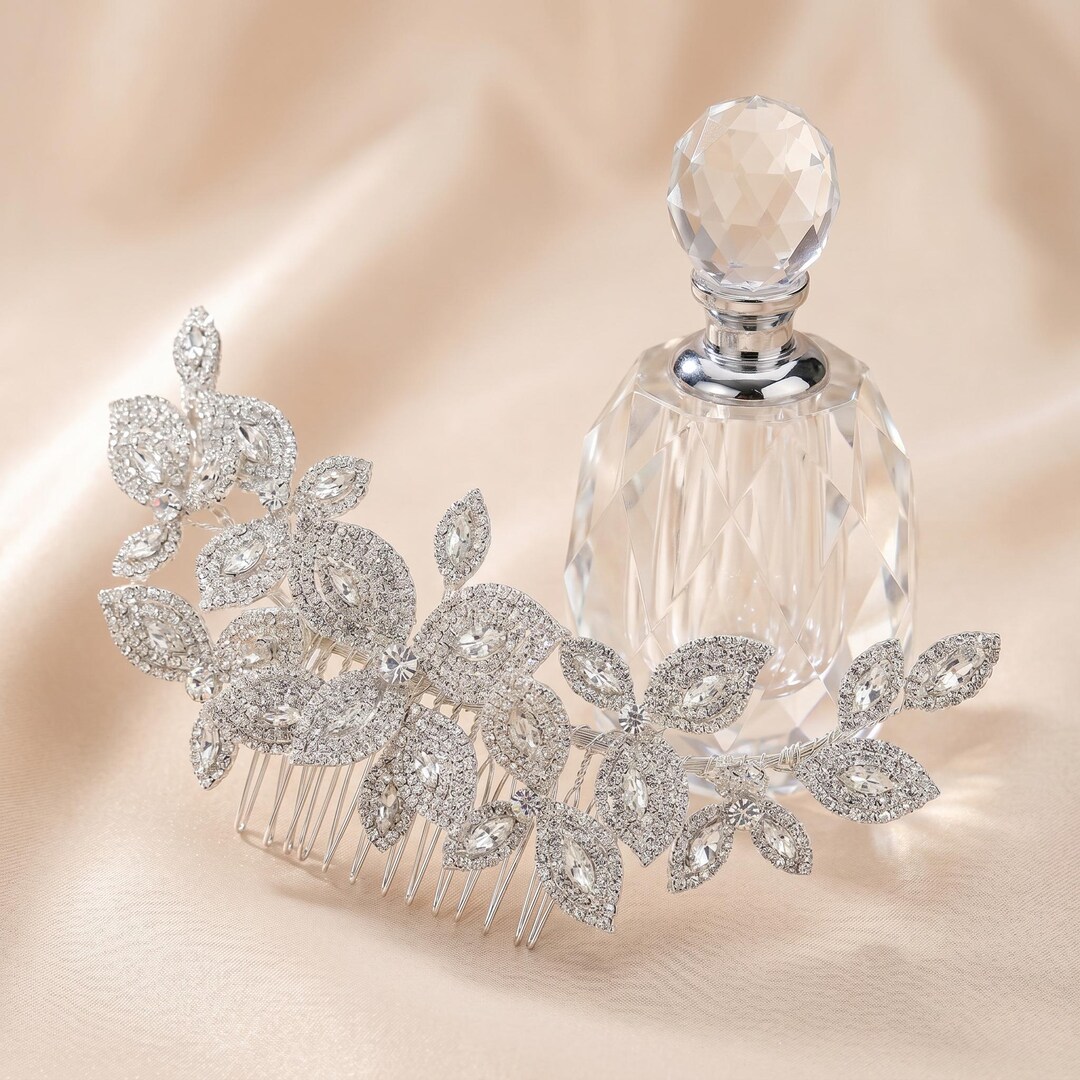 Luxury Silver Bridal Hair Comb, Marquise Rhinestone Wedding Side Comb ...