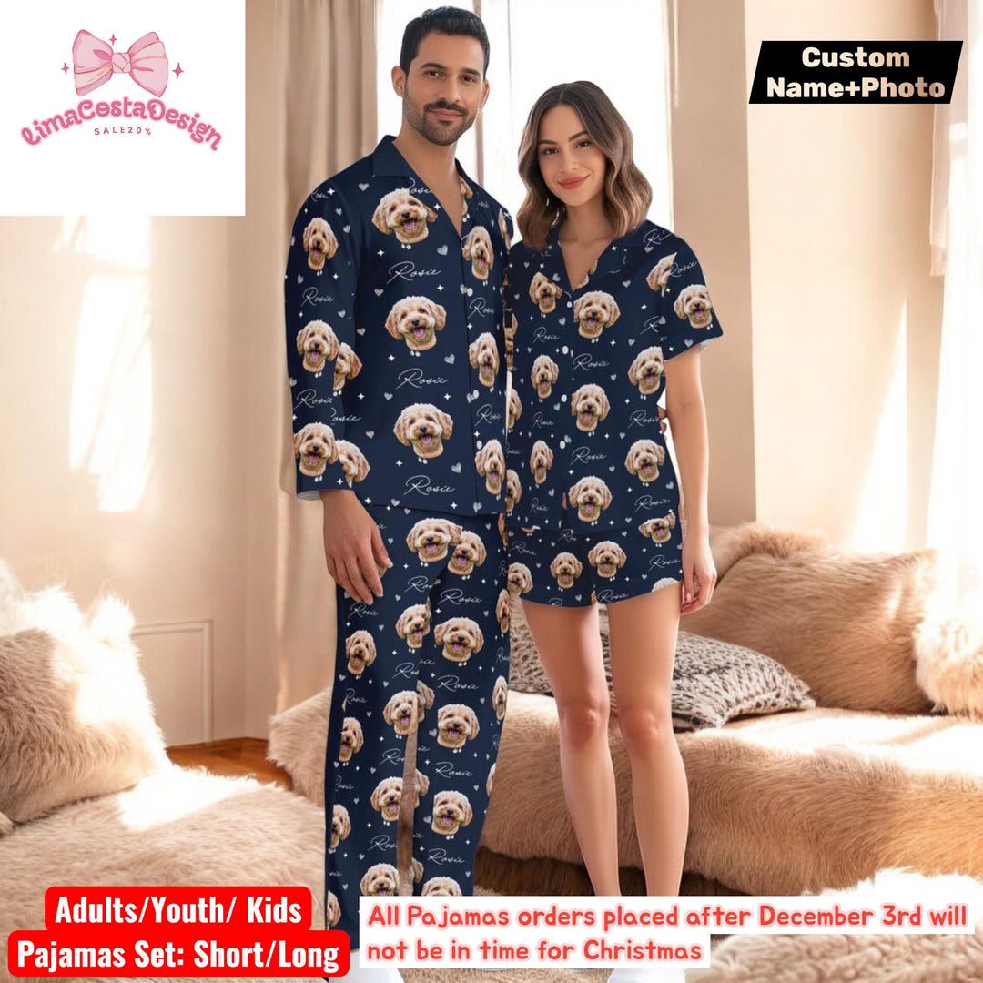 Custom Photo Pajamas Set, Personalized Face Pajamas With Name, Matching ...