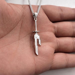 Inverted Spear of Heaven, Toji 925 Silver Anime Sword Pendant Necklace, Silver Sword Charm, Unisex Jewelry, Gift for Him, Cosplay Necklace