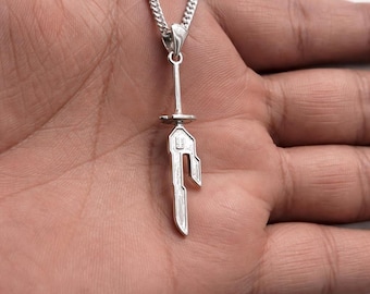 Inverted Spear of Heaven, Toji 925 Silver Anime Sword Pendant Necklace, Silver Sword Charm, Unisex Jewelry, Gift for Him, Cosplay Necklace