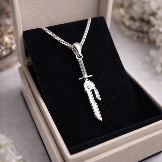 Jujutsu Kaisen Toji Fushiguro Inspired Sword Necklace, Anime Inspired Inverted Spear Of Heaven Dagger Pendant Handmade Necklace