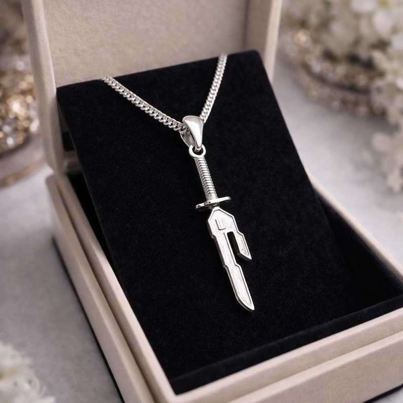 Jujutsu Kaisen Toji Fushiguro Inspired Sword Necklace, Anime Inspired Inverted Spear Of Heaven Dagger Pendant Handmade Necklace image 8