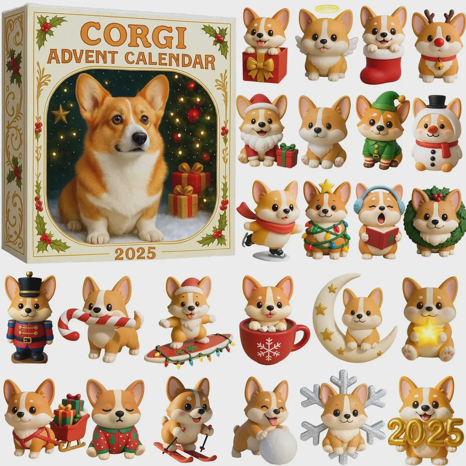 Discover Corgi Advent Calendar 2025, Cute Dog Mom Gift, Pembroke Welsh Corgi Ornament Set, Christmas Countdown for Her Him