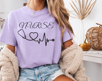 T-shirt d'infirmière personnalisé couleur confort avec stéthoscope