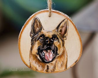 Personalized 4-5" Pet Portrait, Basswood Wood, Custom Dog Ornament, Colored Pencil Painting,  Furbaby Gift, Pet Memorial, Loving Memory