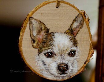 6" Dog Drawing, Personalized Pet Portrait, Custom Wooden Ornament, Colored Pencil Painting, Wood,  Furbaby Gift, Pet Memorial, Loving Memory