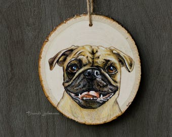 Personalized 4-5" Pet Portrait, Basswood Wood, Custom Dog Ornament, Colored Pencil Painting,  Furbaby Gift, Pet Memorial, Loving Memory