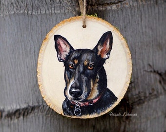 Personalized Pet Portrait, Custom Dog Ornament, Colored Pencil Painting, Birch Wood,  Furbaby Gift, Pet Memorial, Loving Memory